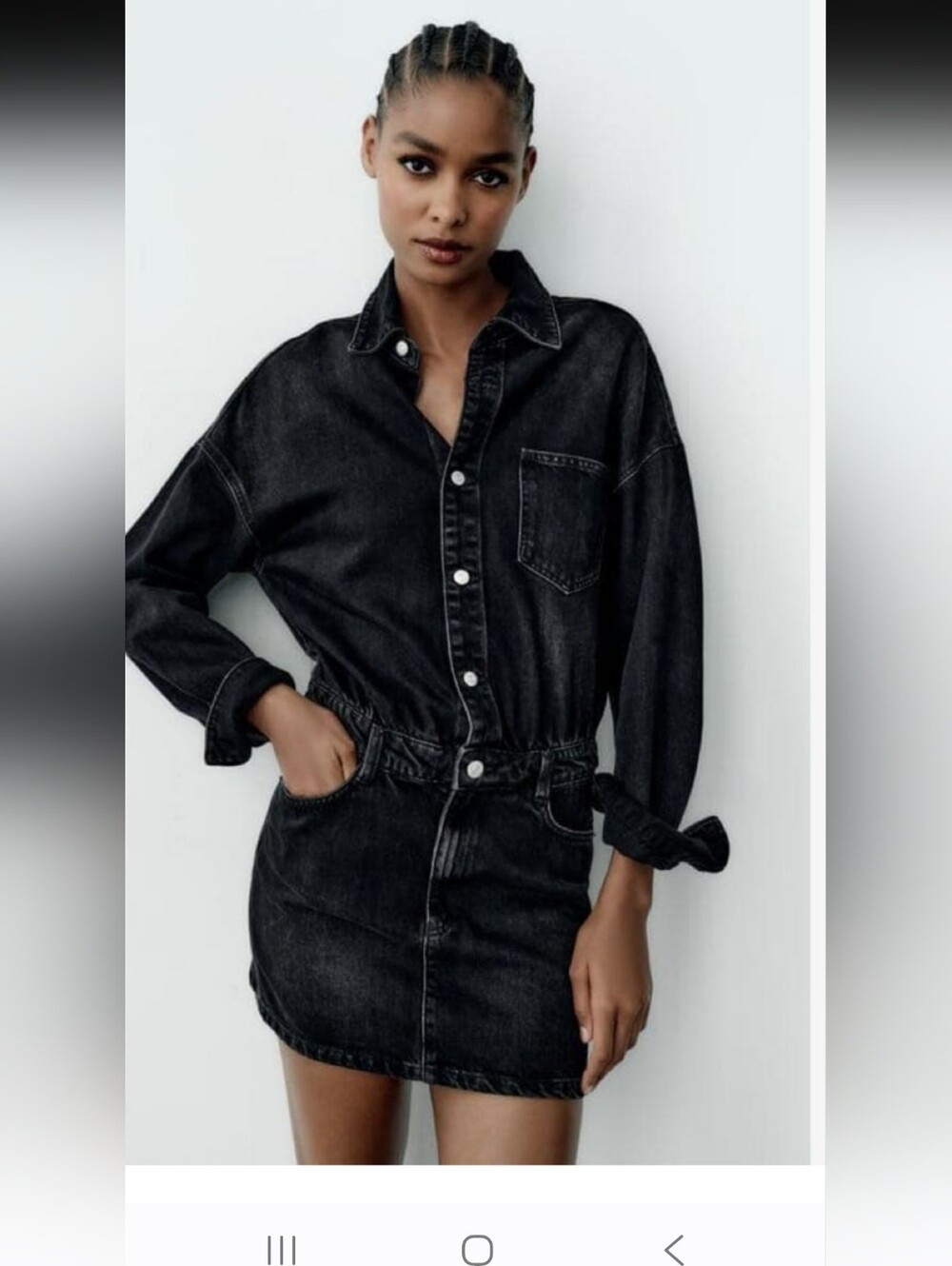 NWT Zara Washed Black Denim Mini Shirt Dress New Size M - Picture 3 of 13